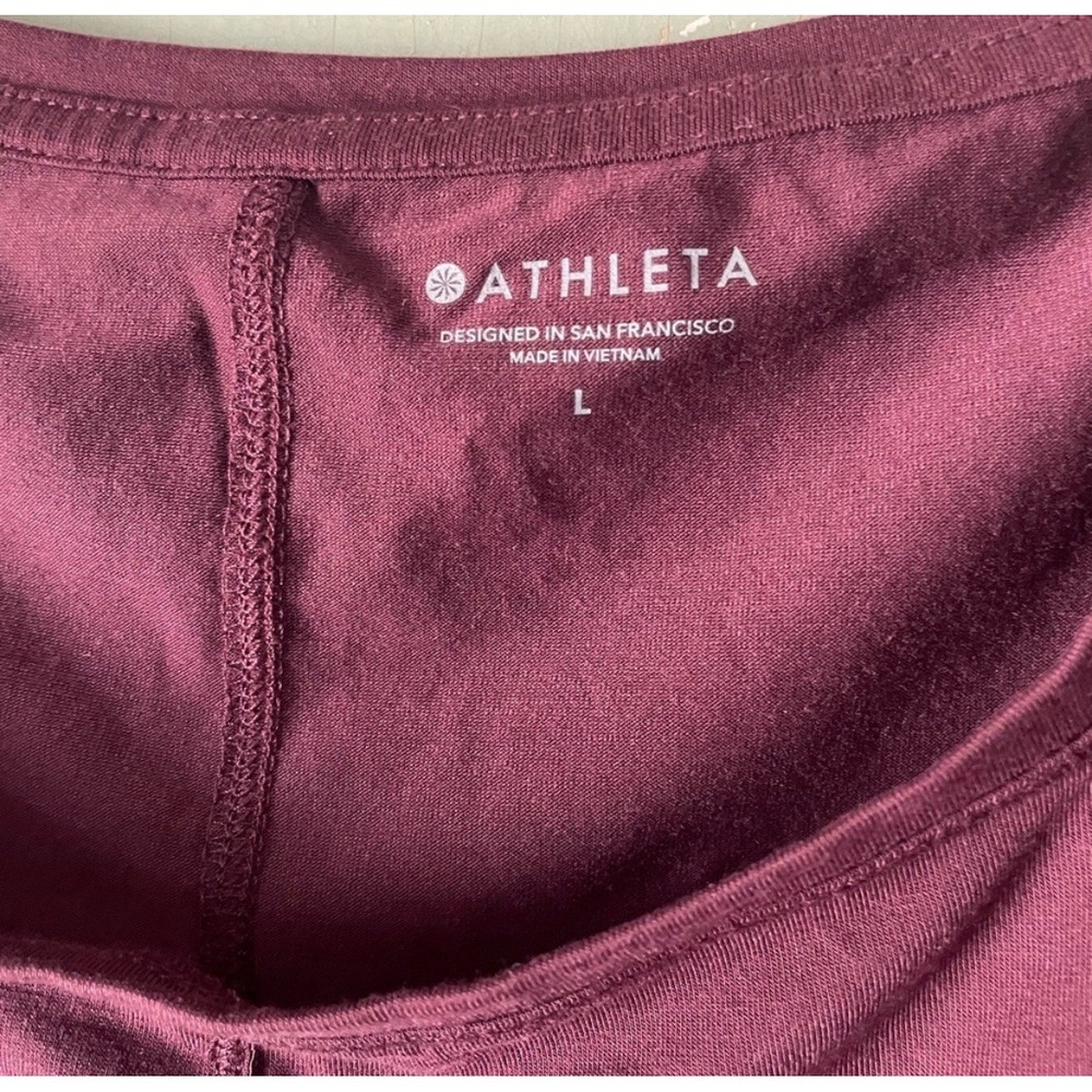 Athleta‎ Womens Large Burgundy Plum Long Sleeve Oversized Center Seam Top L - Picture 2 of 8